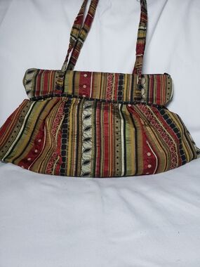 Maruca Design Handbag Striped Jacquard Woven Tapestry Purse Shoulder Bag Boho CO